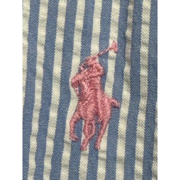 Polo Ralph Lauren Classic Fit Seersucker Shirt Men Blue Stripe Short Sleeve 4XLT - Picture 3 of 5